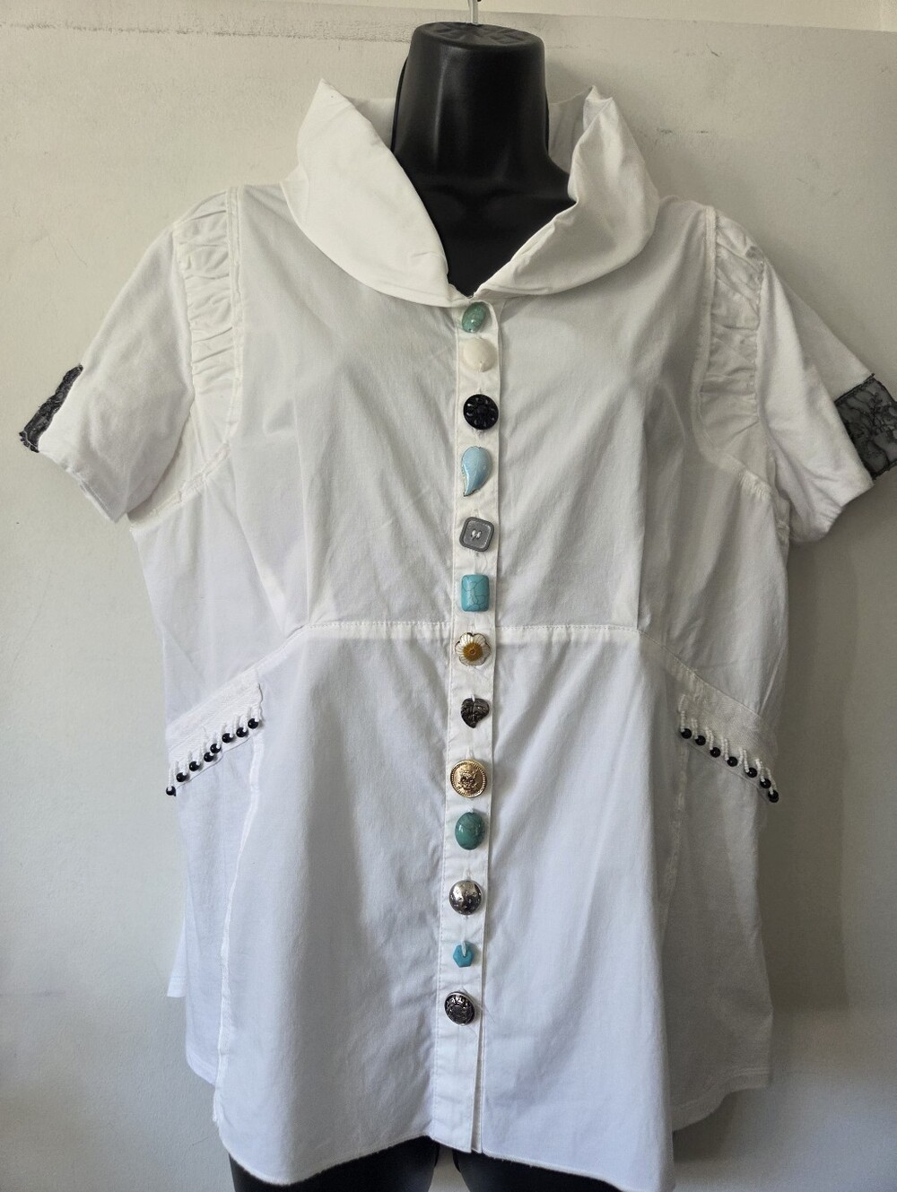 Alison Sheri Artsy Blouse Featuring Novelty Buttons